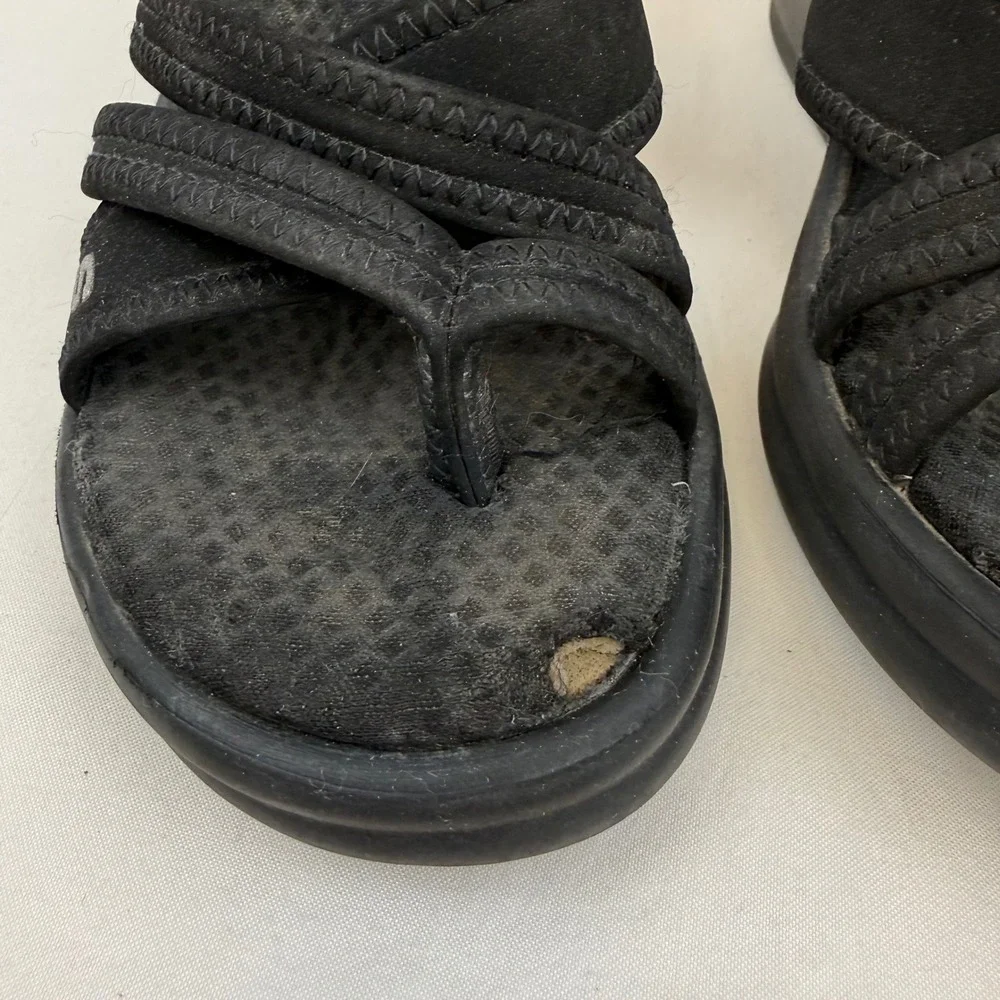 Y2K Vintage Skechers Cali Black Wedge Sandals Platform Thong Slides Size 6